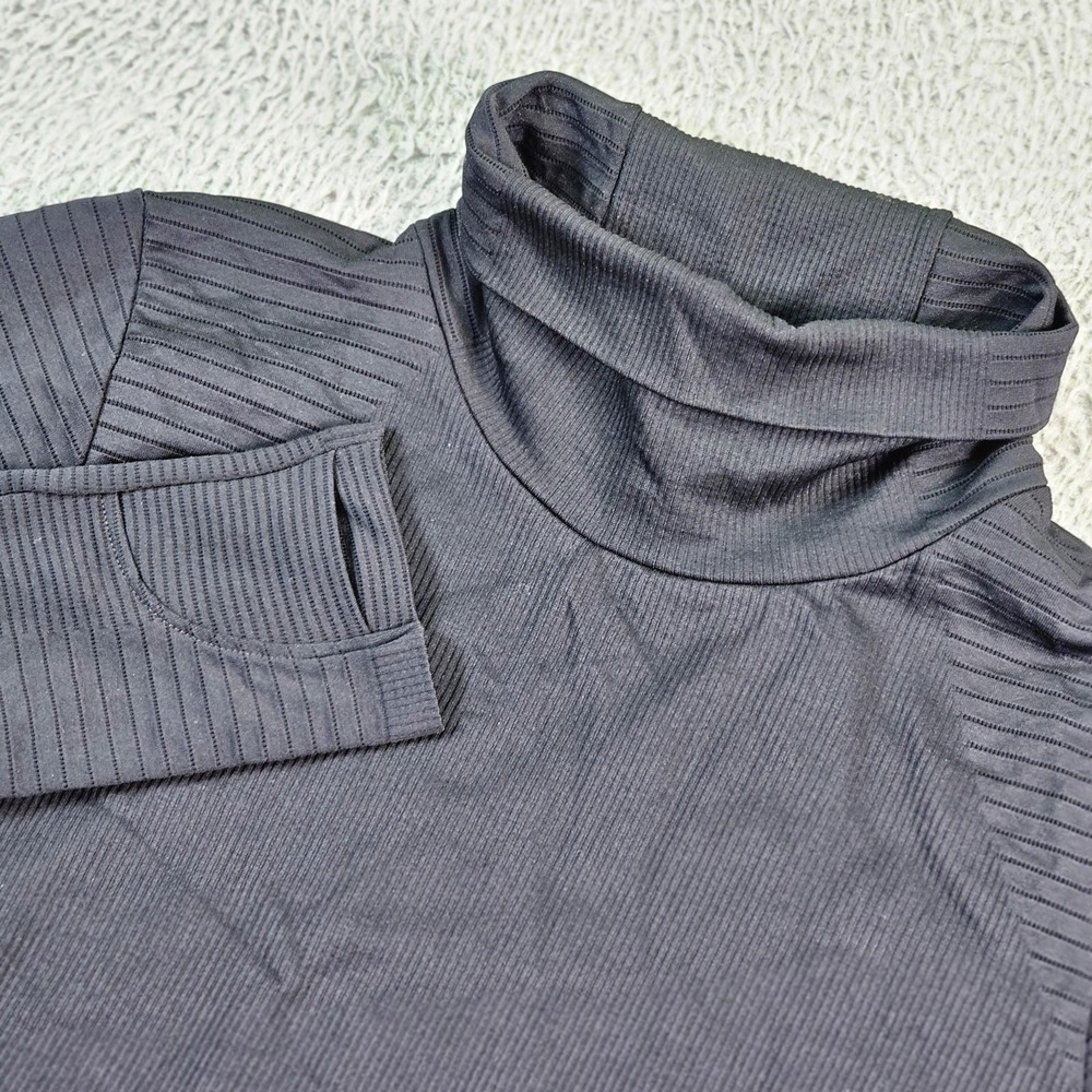 Athleta Shirt Womens Medium Gray Flurry Blizzard Rib Turtleneck Knit Stretch
